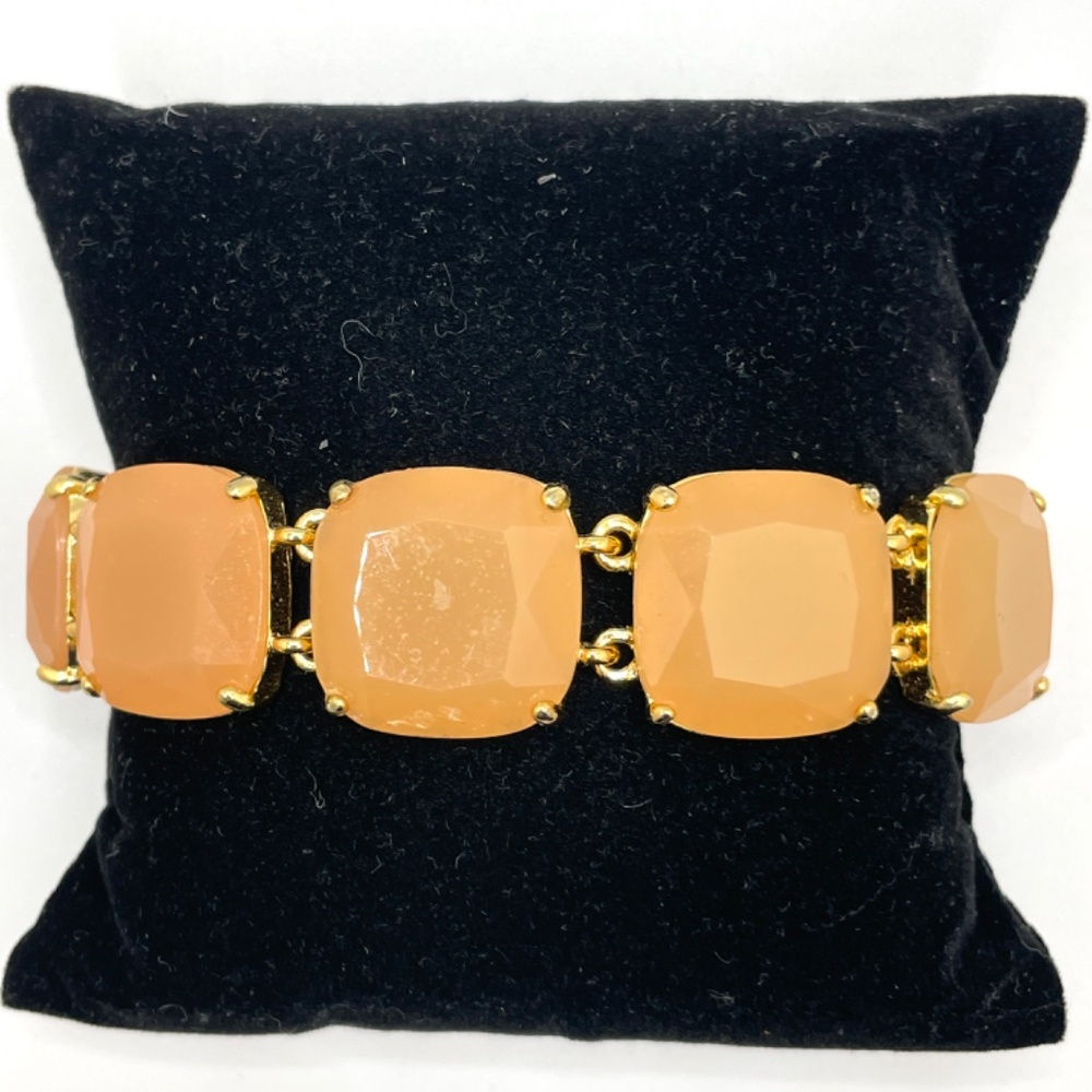 Lauren Ralph Lauren Gold Tone Peach Acrylic Squares Bracelet 7 1/4"